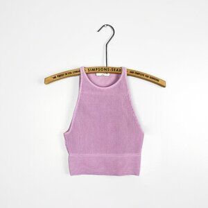 Aritzia Babaton Womens Small Sculpt Knit Cropped Sleeveless Halter Top Pink